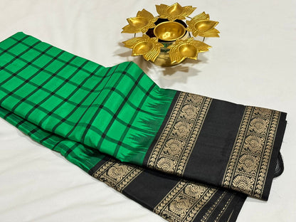Emerald green/black temple rettapate and checks