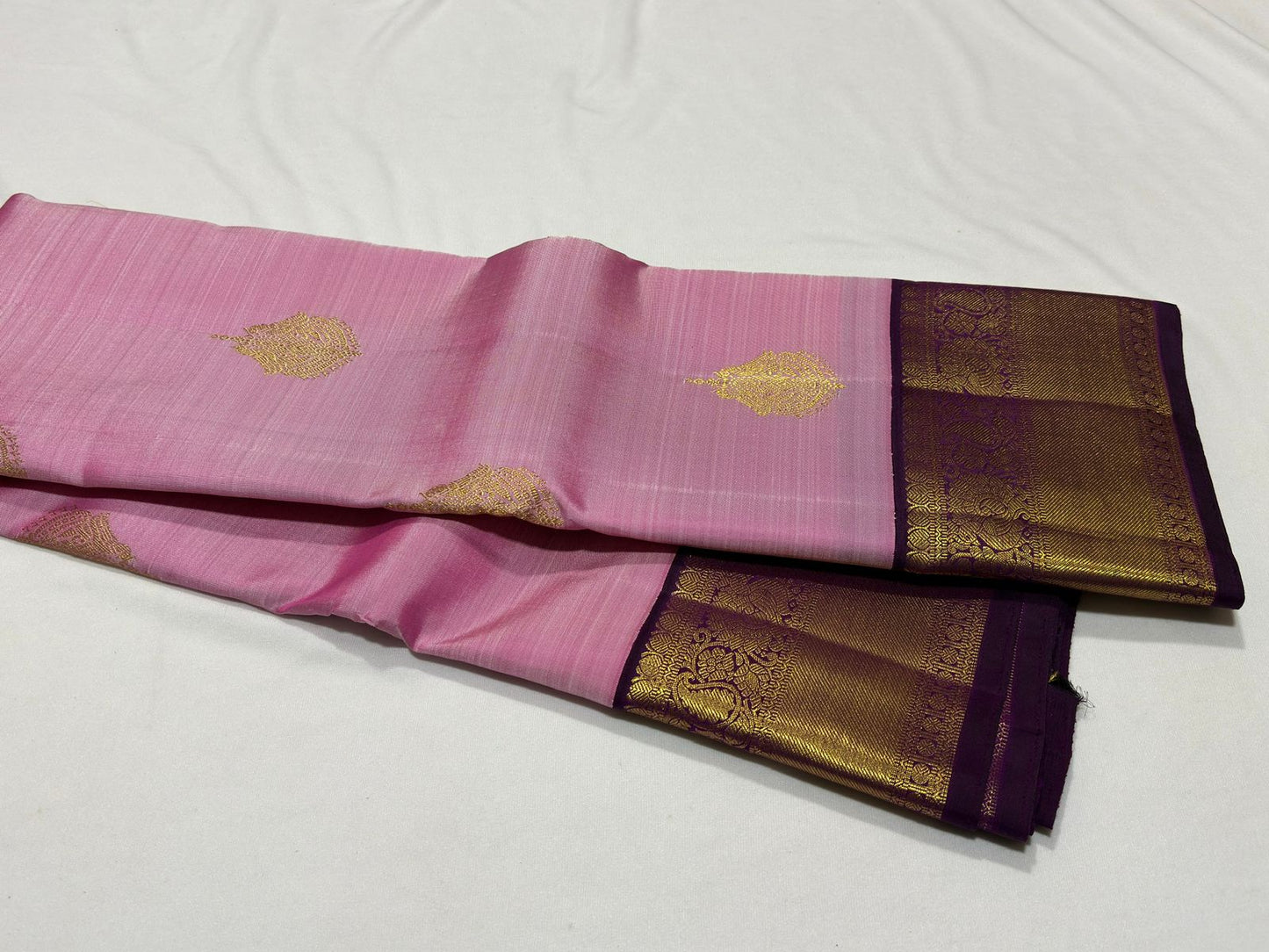 Rosemilk pink with dark jamoon purple buttas korvai
