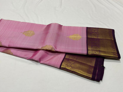 Rosemilk pink with dark jamoon purple buttas korvai