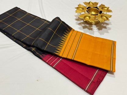 Black checks red/yellow Ganga Jamuna