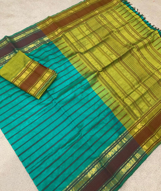 Sea green self contrast veldhari rettapate