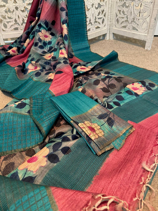 Floral soft silk Tussar