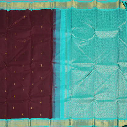 Dark brown / sea blue buttas korvai