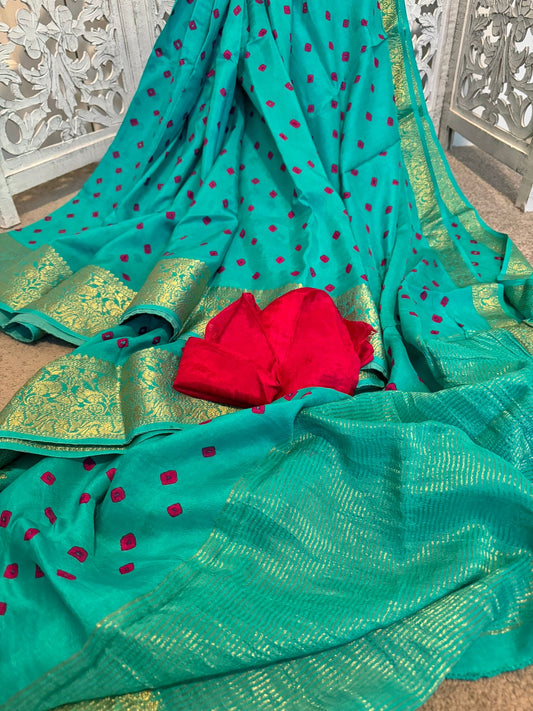 Sea Green bandini pure georgette
