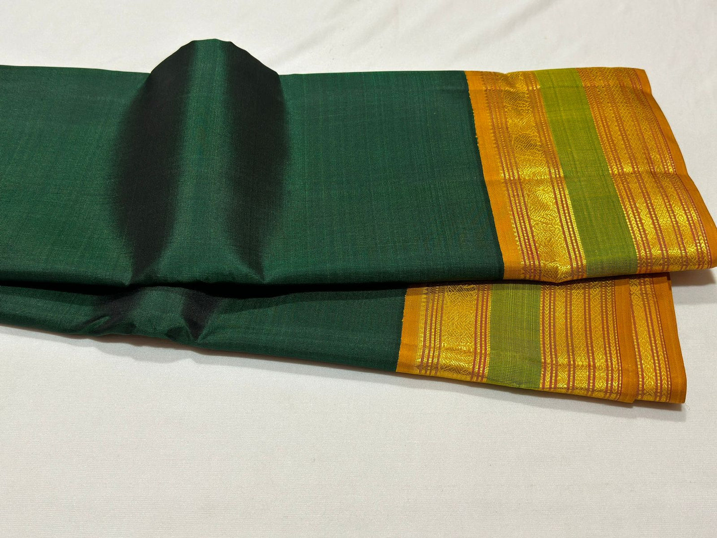 Bottle green with mustard korvai