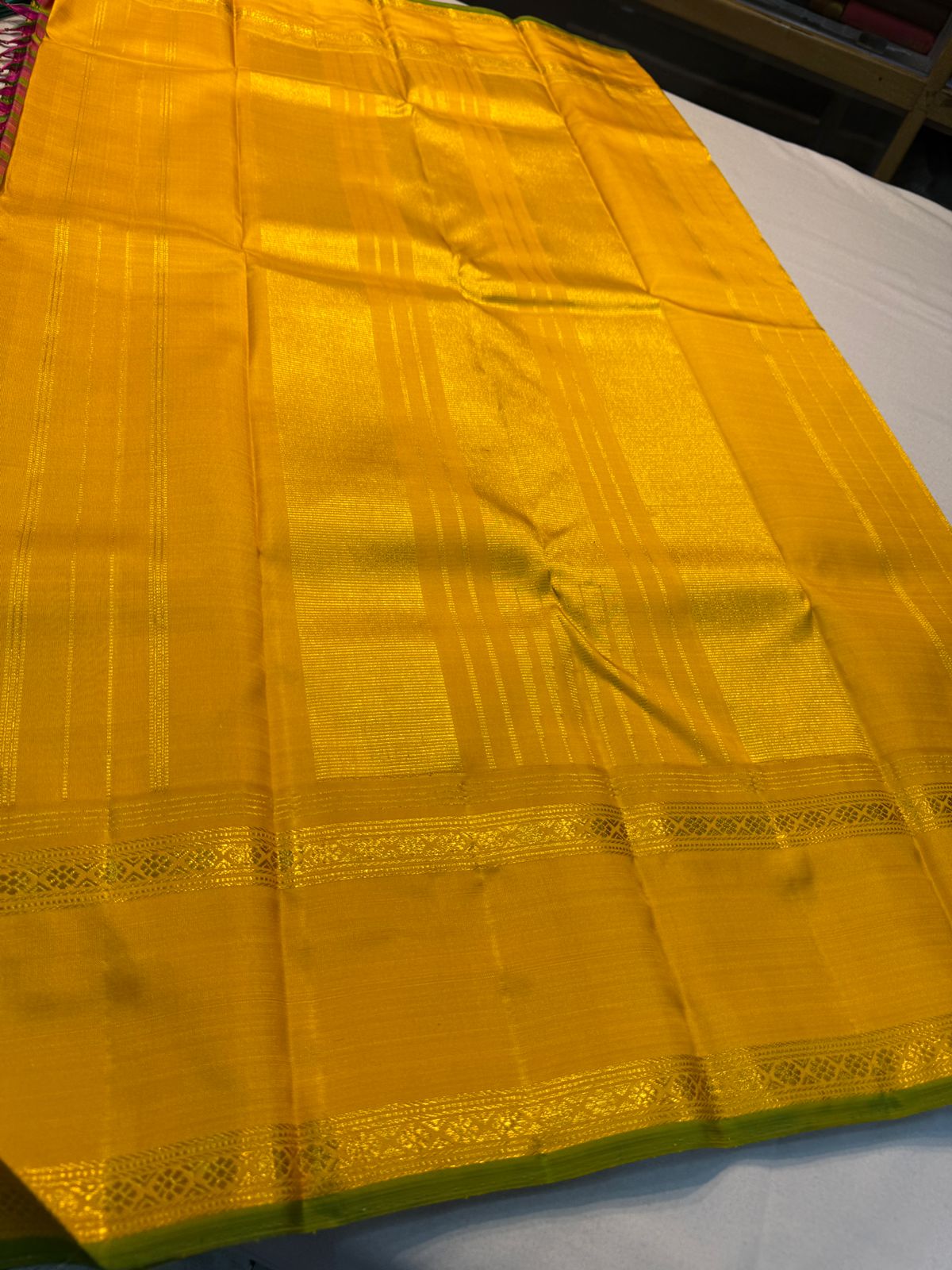 Multicolor checks with yellow rettapate border