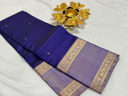 Royal blue with lavenderish blue with rettapate buttas