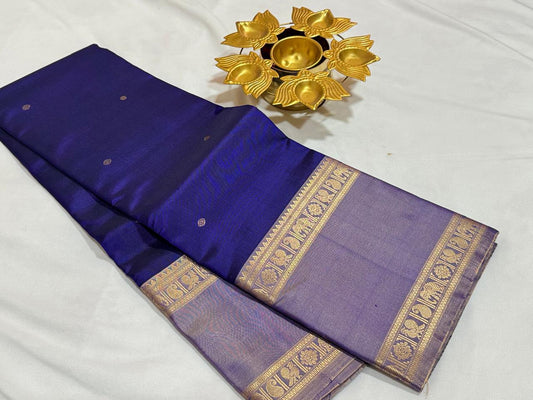 Royal blue with lavenderish blue with rettapate buttas