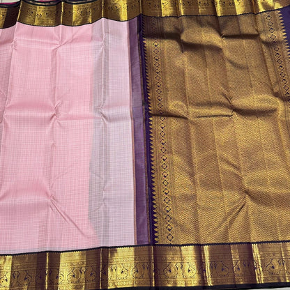 Soft Pink with kanchana blackish blue muthukattam korvai