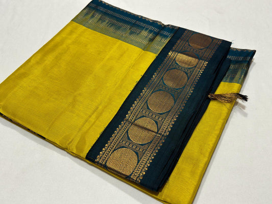 Sampanga Yellow / sapphireblue plain korvai