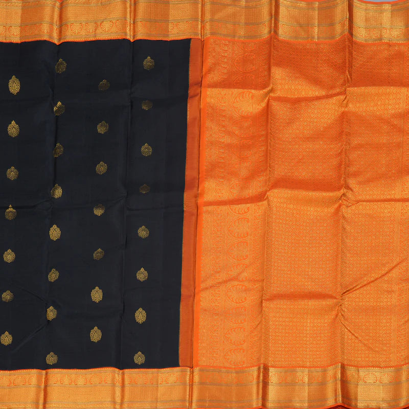 Black fanta orange korvai flower buttas