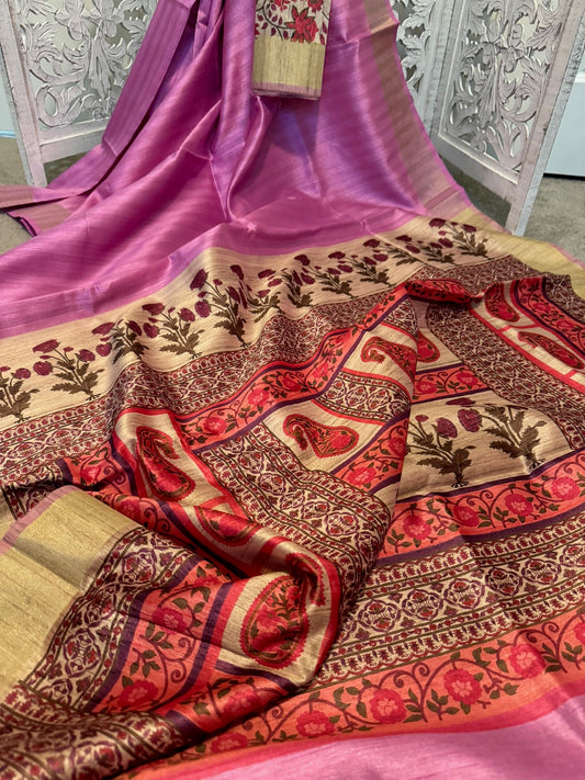 Lotus pink Matka Tussar Silk