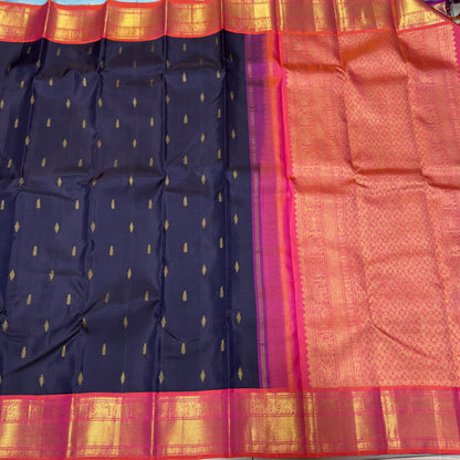 Navy blue with peach