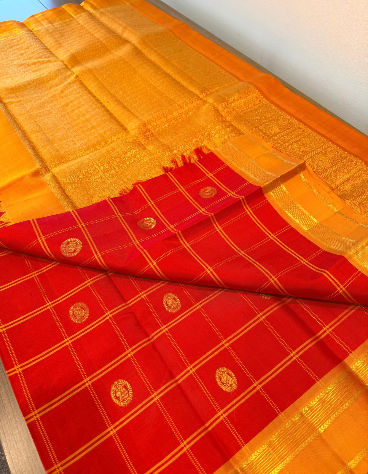 Chilli red / mustard checks with buttas