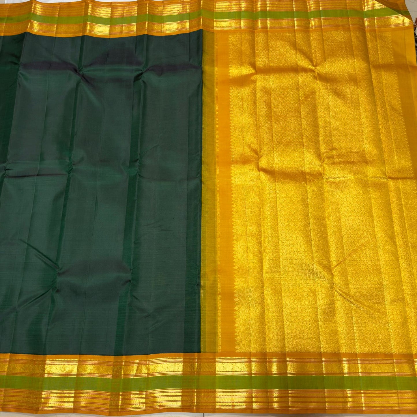 Bottle green with mustard korvai