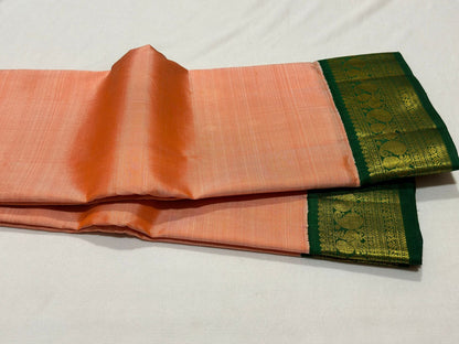 Peach with bottle green korvai