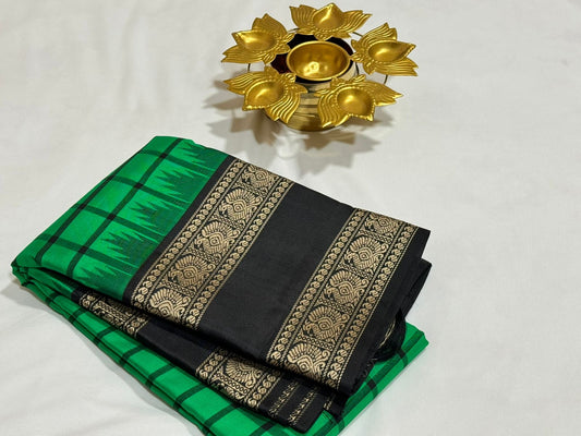 Emerald green/black temple rettapate and checks