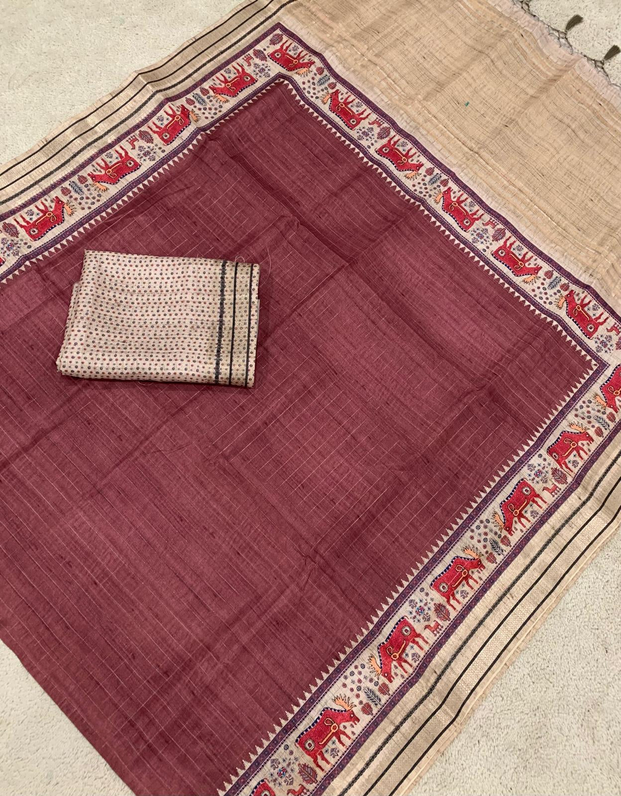 Light brown Jute tussar fusion