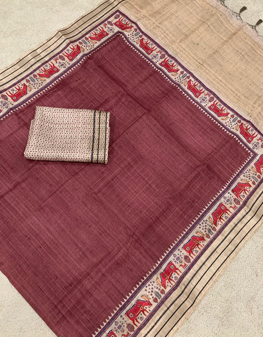 Light brown Jute tussar fusion