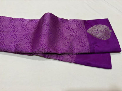 Vadamalli Purple soft pink embossed silver Jari