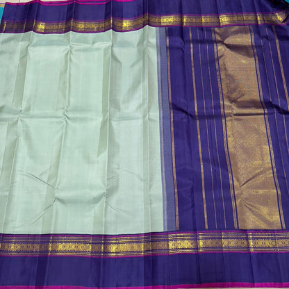 Elachi green with navy blue korvai