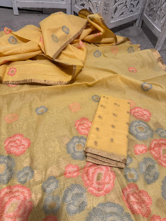 Chanderi Linen woven - Yellow