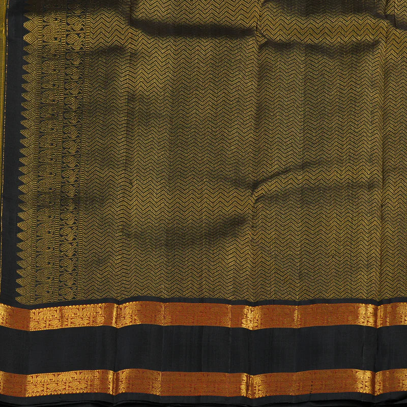 Yellow / black rettapate korvai Zari Checks
