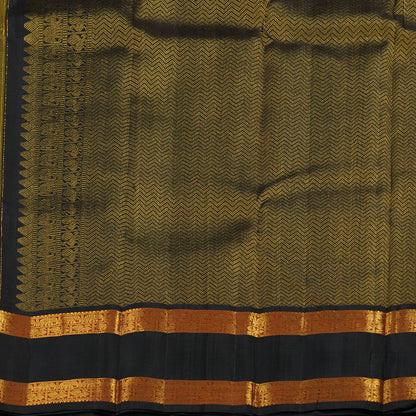 Yellow / black rettapate korvai Zari Checks