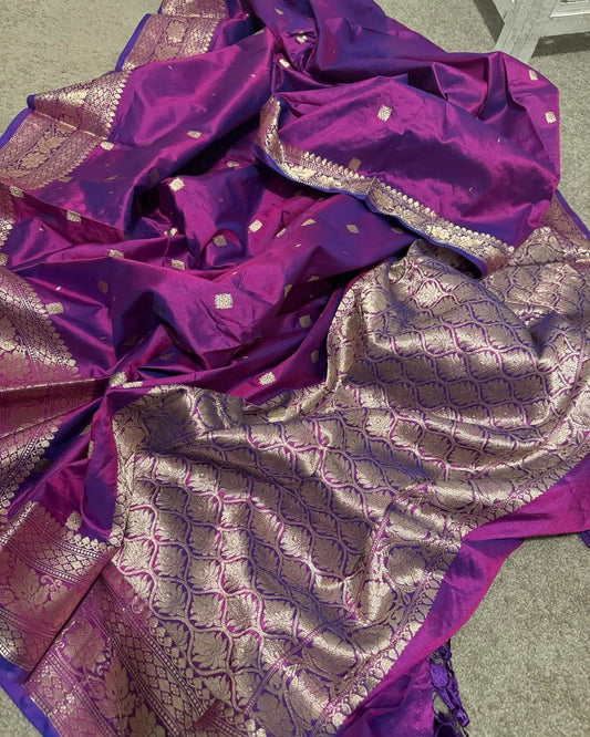 Katan silk Benarasi Purple dual tone