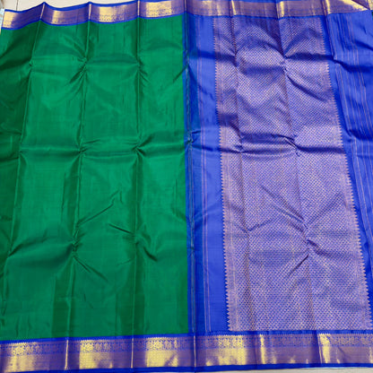 Deep Emerald green with royal blue Korvai