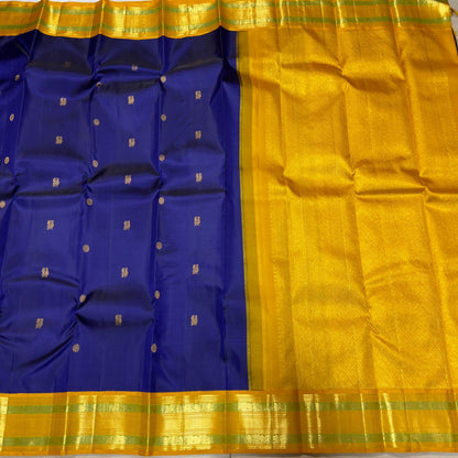Royal blue with golden mustard buttas