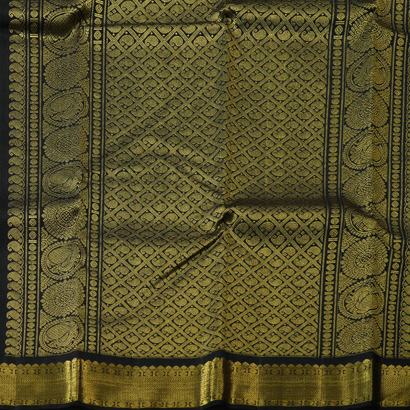 Lemon yellow / black korvai with buttas
