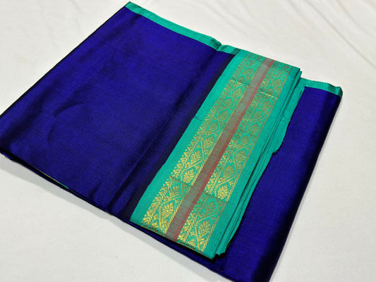 Royal blue with turquoise blue plain korvai