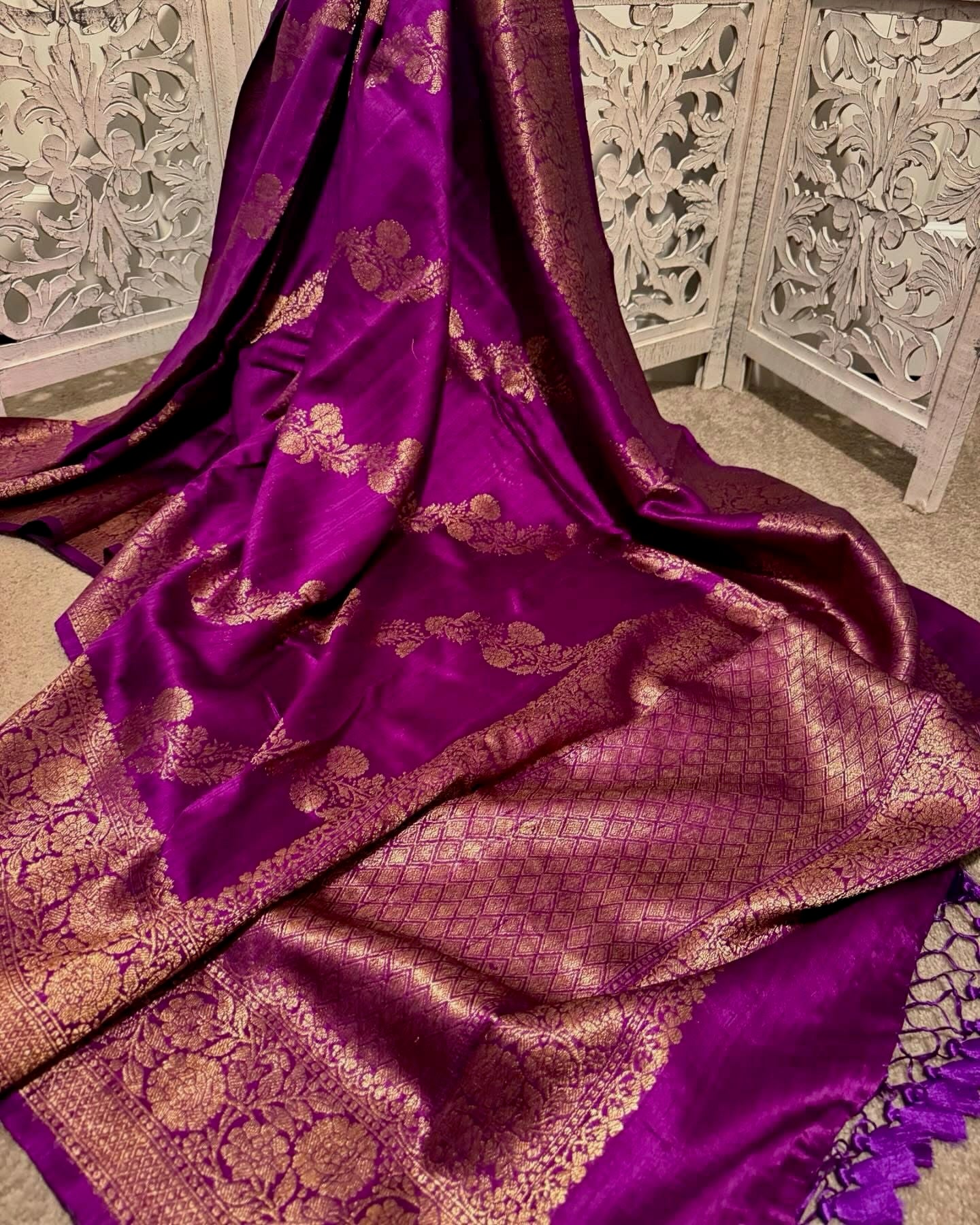Purple Leheriya tussar benarasi