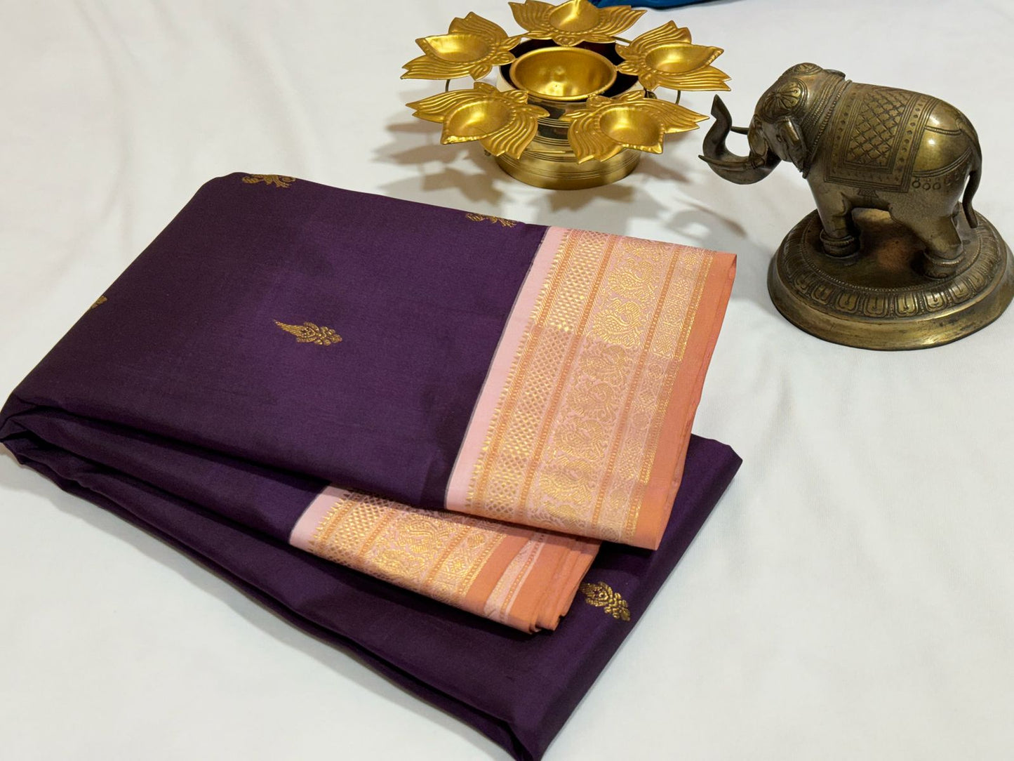 Beetlenut purple with soft peachish pink buttas korvai