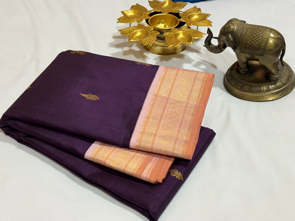 Beetlenut purple with soft peachish pink buttas korvai