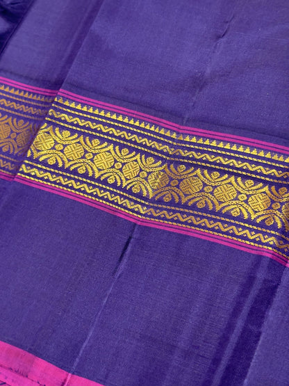 Elachi green with navy blue korvai