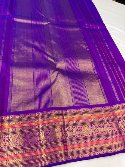 Baby pink Ganga Jamuna muted lines korvai