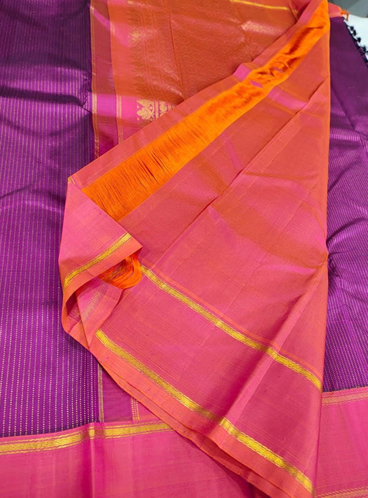 Magenta orange rettapate horizontal stripes self contrast