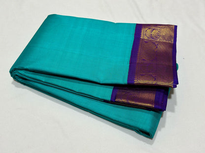 Turquoise blue with violet korvai