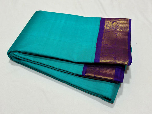 Turquoise blue with violet korvai